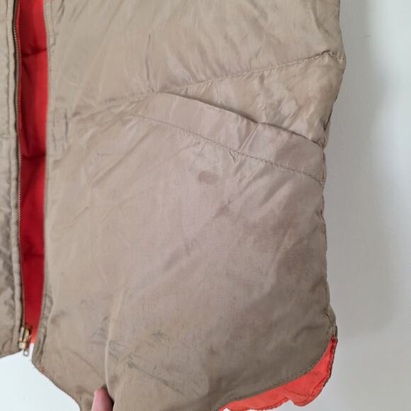 Vintage Kmart Reversible Down Hunting Vest Mens M Beige Orange Full Zip Gorpcore - Picture 4 of 11